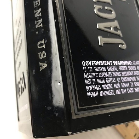 Jack Daniels Tennessee Whiskey EMPTY Tin BLACK Top Opening Gift Box No 7 - Picture 15 of 16